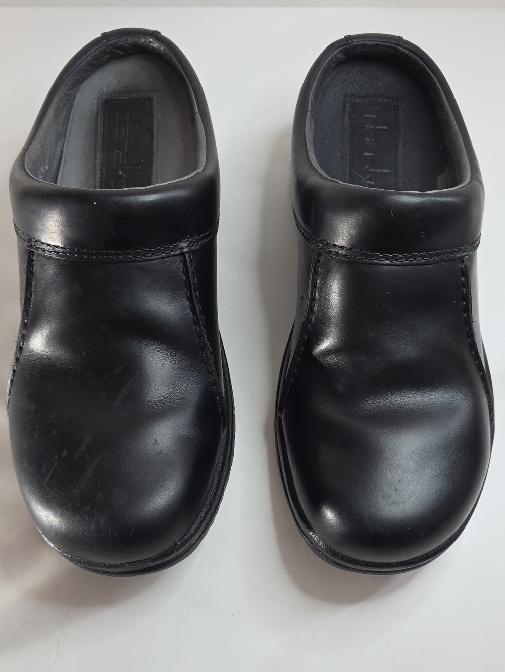 DANSKO WIL LEATHER BLACK SMOOTH SLIP-ON LOW BACK MULES CLOGS MENS SIZE 43 VGUC - Picture 3 of 16